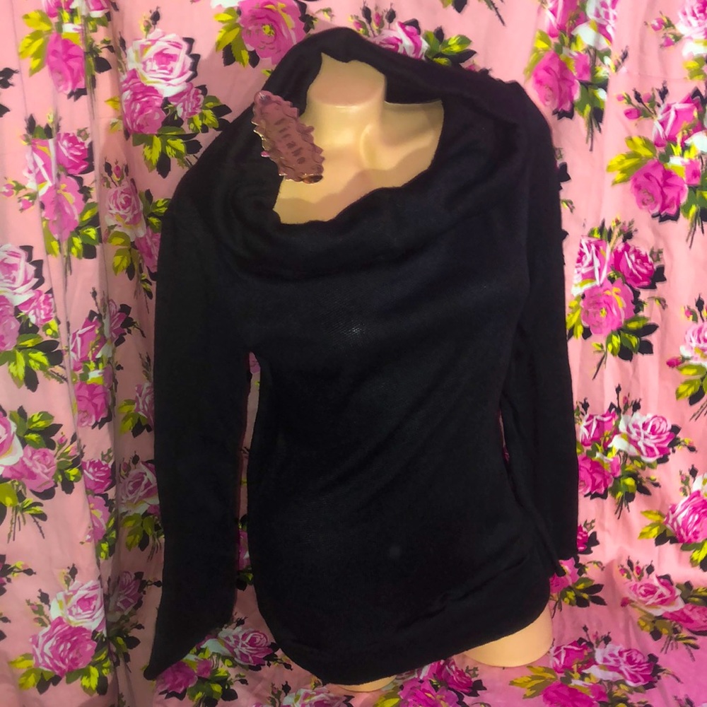 Vicabo turtleneck sweater cowl stretchy black NWT